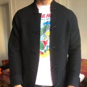 100% Wool Black Cardigan Size S/M